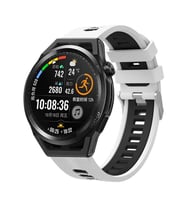 Samsung Galaxy Watch 42mm Kordon Çift Renk Çizgili Band (Beyaz-Siyah)