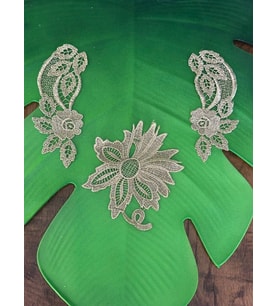 3 LÜ ALTIN SARISI NAKIŞ İŞLEME APLİKE SET 14X5 CM