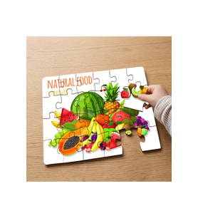 Organik Taze Meyveler Tasarımlı 24 Parça Ahşap Çocuk Puzzle MPK0577