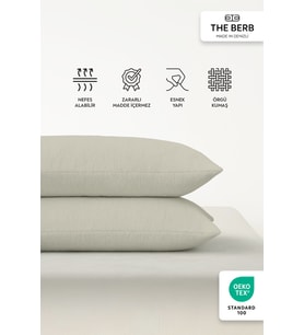 THE BERB  2'li Havlu Dokulu Yastık Kılıfı Seti  50 x 70  Fermuarlı  Yumuşak Terry Kumaş (Bej)