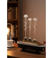 Titanic Aromaterapi Hava Nemlendirici Kuruluğu Önlemek Için Verimli Gemi Dizaynlı Difüzör (Siyah-Gümüş-Altın)