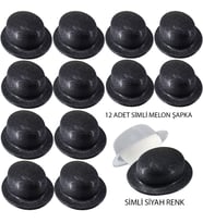 Siyah Renk Simli Melon Yuvarlak Parti Şapkası 12 Adet