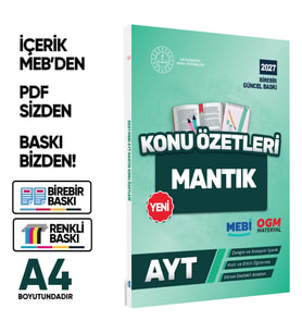 2027 YKS-AYT MEBİ-OGM Mantık Pratik Konu Özet Kitabı RENKLİ A4 Boyut Görsel Destekli BASKI ÜCRETİ