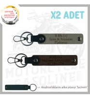 Yol Tutkunlarına, İsim Plaka ve B Rh (+) Kan Grubu Kişiselleşmiş x2 Anahtarlık, Kül Gri-K Kahve-Laci