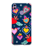 PrintiFy Huawei Honor 8C ile Uyumlu 1mm Slim Fit Retro Renkler 3 Baskılı Şeffaf  Kılıf