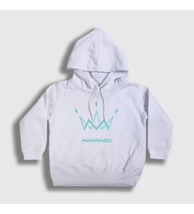 Presmono Unisex Çocuk Beyaz Logo V2 K-Pop Mamamoo Kapüşonlu Sweatshirt 273907tt (Beyaz)