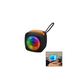 SİYAH KABLOSUZ HOPARLÖR - SPEAKER TAŞINABİLİR IŞIKLI USB ŞARJLI BT - TF CARD 10 MT MENZİL 1200mAH PİL - 5W (4915)