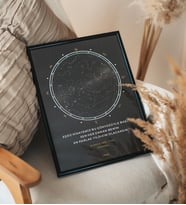 Gökyüzü Yıldız Haritası Tablo Çerçeveli Poster (Siyah)