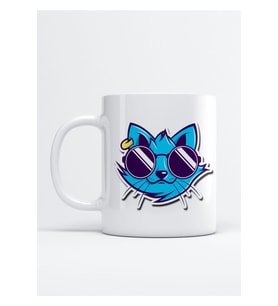 Cool Kedi Sticker Kupa Bardak