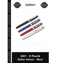 Özel Üretim Logo Baskılı Promosyon Ürünü Kurumsal Ofis Hediyesi Şık 2001 R Plastik Roller Kalem Mavi
