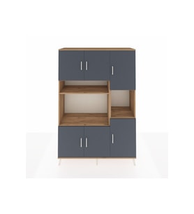 Hyperion Dolap 9 Raflı 6 Kapaklı 132x44x195 Çam-Antrasit/Çam
