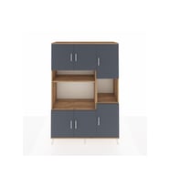 Hyperion Dolap 9 Raflı 6 Kapaklı 132x44x195 Çam-Antrasit/Çam
