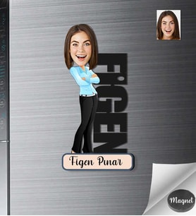 Kişiye Özel İsimli Kadın Ahşap Magnet -1