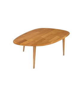 Fawdecor Masif %100 Doğal Ahşap Modern Oval Asimetrik Demonte Orta Sehpa