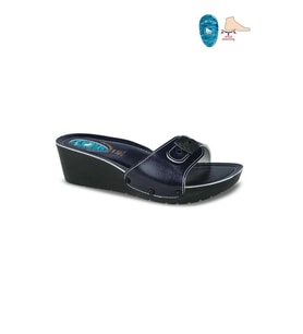 Ceyo 9969-1 Dolgu Topuk Jelli Anatomik Taban Kadın Terlik Lacivert 36-40