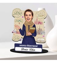 En Başarılı Kadın Arapça Öğretmenine Hediye Karikatürlü Biblo