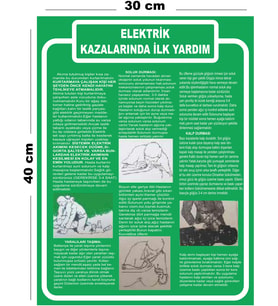 Metal Elektrik Kazalarında İlk Yardım 30cm x 40cm A3 Büyüklüğünde Uyarı Levhası Yönlendirme Tabelası