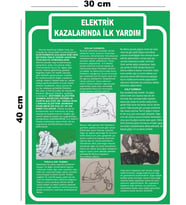 Metal Elektrik Kazalarında İlk Yardım 30cm x 40cm A3 Büyüklüğünde Uyarı Levhası Yönlendirme Tabelası