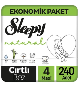 Sleepy Natural Bebek Bezi Ekonomik Paket 4 Beden 48x5 240 Adet