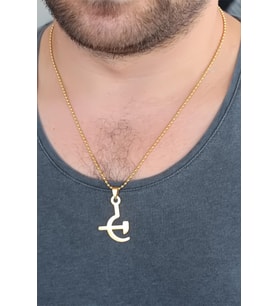 Gold Renk Metal Orak ve Balta Figürlü Erkek Kolye (Altın)