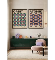 Geometrik ve Soyut Desenler 2'li Ahşap Çerçeveli Tablo Seti
