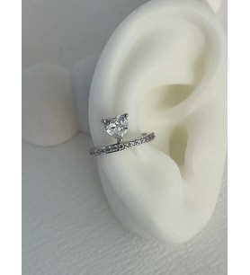Özel Seri Zirkon Taş Kalp Detay Gümüş Earcuff