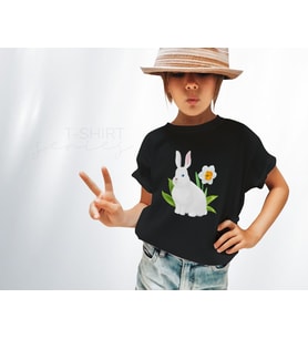 BK Gift Paskalya Tasarımlı Kız Çocuk Siyah T-shirt, Arkadaşa Hediye, Doğum Günü Hediyesi, Trend Tişört, Paskalya Bayramı-3