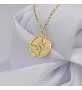Kişiye Özel 925 Ayar Gümüş Kutup Yıldızı Model Kolye (Gold)