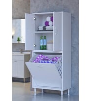 Eliusta Miretta Üst Bölme Kapaklı Altı Kirli Sepetli Dolap 65 cm Genişlik Beyaz 65x138x32,5 cm Dolap