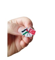 Damla Etiket Filistin Türkiye Flamalı Metal Yaka Rozeti 1 Adet (Çok Renkli)