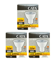 (3 Adet) Cata 8W (50W) 3000K (Sarı Işık) GU10 Duylu Led Spot Ampul