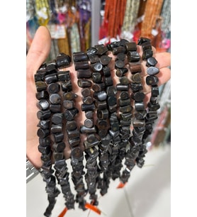 Mercan Doğal Taş Parlak Siyah Yassı Amorf 9x11mm Dizi