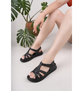 Nesil Shoes Bell 25170 Siyah Anatomik Kadın Sandalet