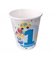 Bardak karton 1 yaşındayım mavi 8oz pk:8-