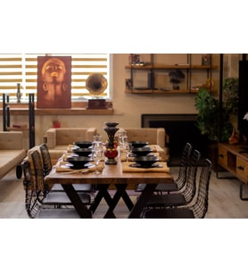 Ntconcept Açık Ceviz Renk Dalgalı Kenar Masif Doğal Ağaç Yemek Masası(85cm-120cm)