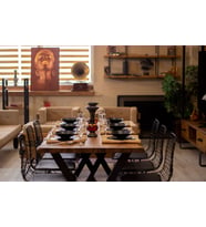 Ntconcept Açık Ceviz Renk Dalgalı Kenar Masif Doğal Ağaç Yemek Masası(85cm-120cm)