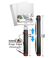 Proje Tüpü Dar 1 Adet 35x50 cm Resim Kağıdı 25 Adet Bozuka Proje Tüpü Silindir Proje Tüpü (Beyaz)