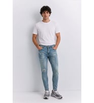 Erkek Skinny Ripped Jean Açık Mavi