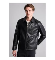 Defacto Regular Fit Mevsimlik Suni Siyah Erkek Deri Ceket E8888AX/BK27