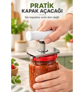 Metal Kavanoz Açacağı Plastik Kollu Kapak Açıcı