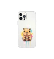 iPhone 12 Pro Max ile Uyumlu Splash Kapibara Tasarımlı Şeffaf Silikon Kılıf