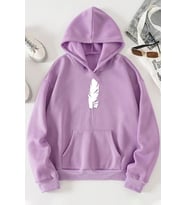 Unisex Tüy Baskılı Sweatshirt (Lila)