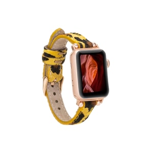 Apple Watch Uyumlu Deri Kordon 42-44-45mm LEO61 (Leopar)