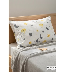 More Home Müslin Bebek yastık kılıfı % 100 pamuklu yıldızlı aylı 35x44