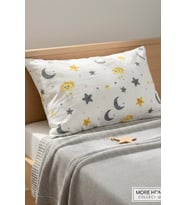 More Home Müslin Bebek yastık kılıfı  % 100 pamuklu yıldızlı aylı  35x44
