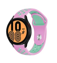Huawei Honor Magic 2 46Mm 22mm Uyumlu Kordon Silikon Esnek Yumuşak Delikli Spor KRD-02 Kayış (Açık Pembe - Yeşil)