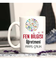 Fen Bilgisi Öğretmenine Özel Öğretmenler Günü Hediyesi Kişiye Özel Kupa Bardak