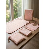 Sıvı Geçirmez 4’lü Bebek Çocuk Alt Açma Etkinlik Örtüsü Çanta Mama Önlük Aktivite Seti Pastel
