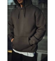 Üç İplik Penye Kapşonlu Basic SweatShirt - Antrasit