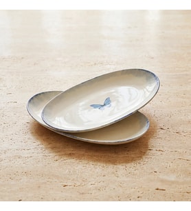 GÜRAL PORSELEN Elips 2li 25 cm Porselen Kayık Tabak